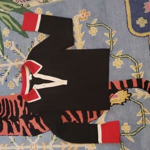 Alice & Olivia Pia Polo Sweater with Flared Sleeves